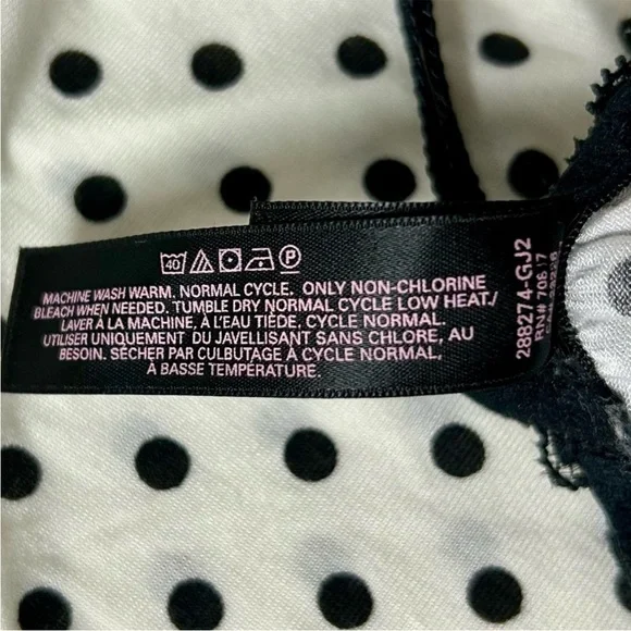 Victoria’s Secret Babydoll Nightie Medium Off-White & Black Polka Dot Lace Trim - Picture 10 of 12
